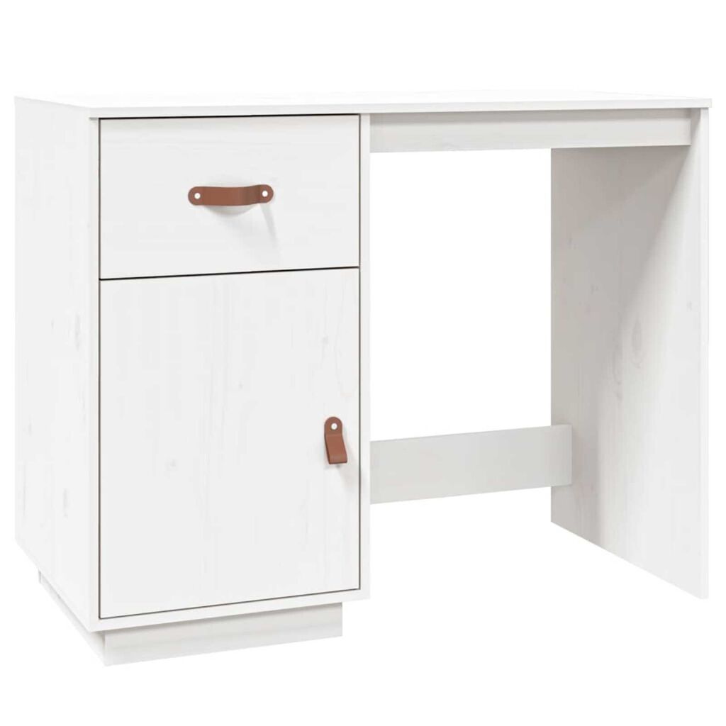 vidaXL Ντουλάπι Γραφείου Καφέ Λευκό 135x50x75εκ. από Μασίφ Ξύλο Πεύκου