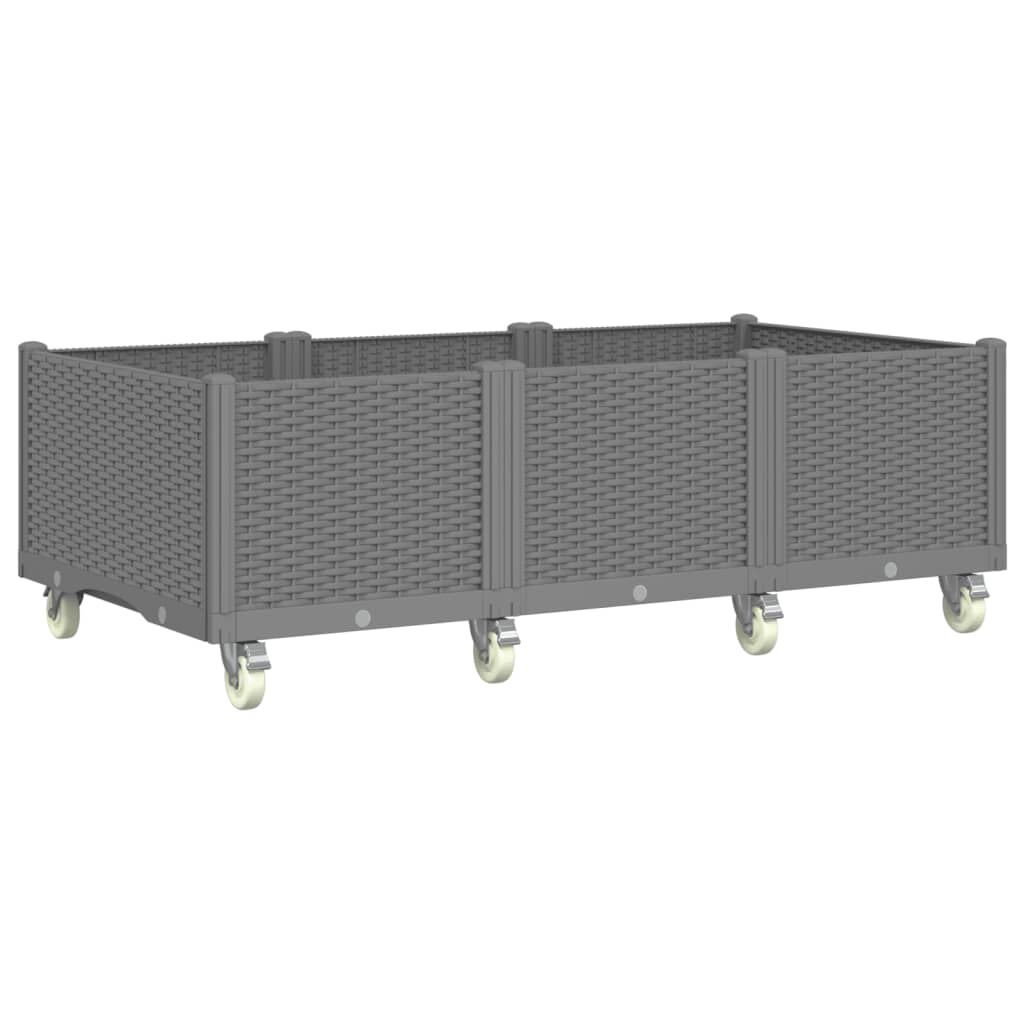 vidaXL Ζαρντινιέρα Κήπου με Ροδάκια Αν.Γκρι 150x80x54εκ Πολυπροπυλένιο
