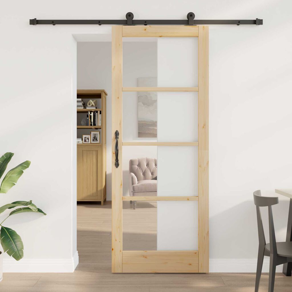 vidaXL Συρόμενη Πόρτα ORKDAL Καφέ 83 x 211 εκ. Ξύλο και μέταλλο