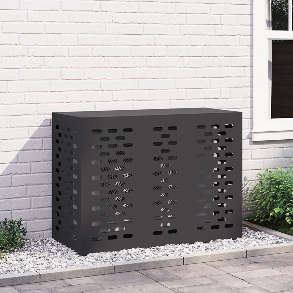 vidaXL Κάλυμμα Κλιματιστικού Μαύρο 110x50x80 εκ Ατσάλι