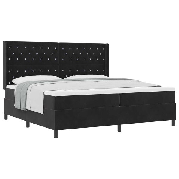 vidaXL Κρεβάτι με ελατήρια με κεφαλάρι Μαύρο 200 x 200 cm Βελούδο