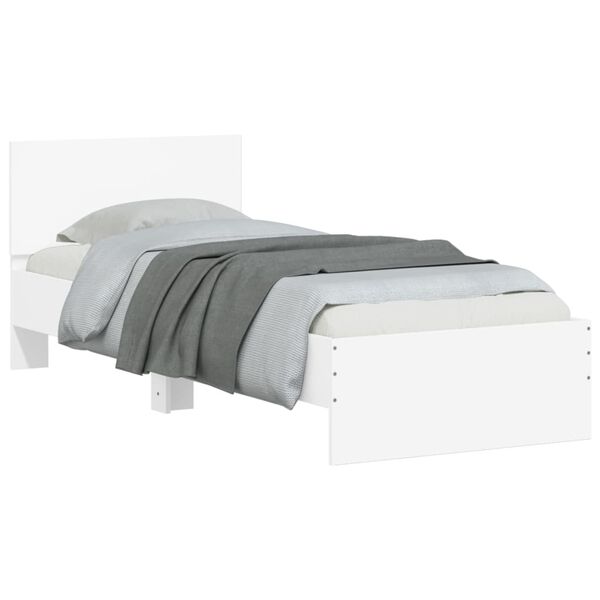 vidaXL Πλαίσιο Κρεβατιού με Κεφαλάρι και LED Λευκό 90 x 200 εκ.