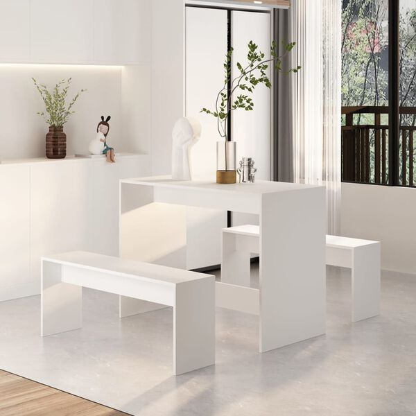 vidaXL Σετ Τραπεζαρίας 3 Τεμαχίων Λευκό από Επεξ. Ξύλο