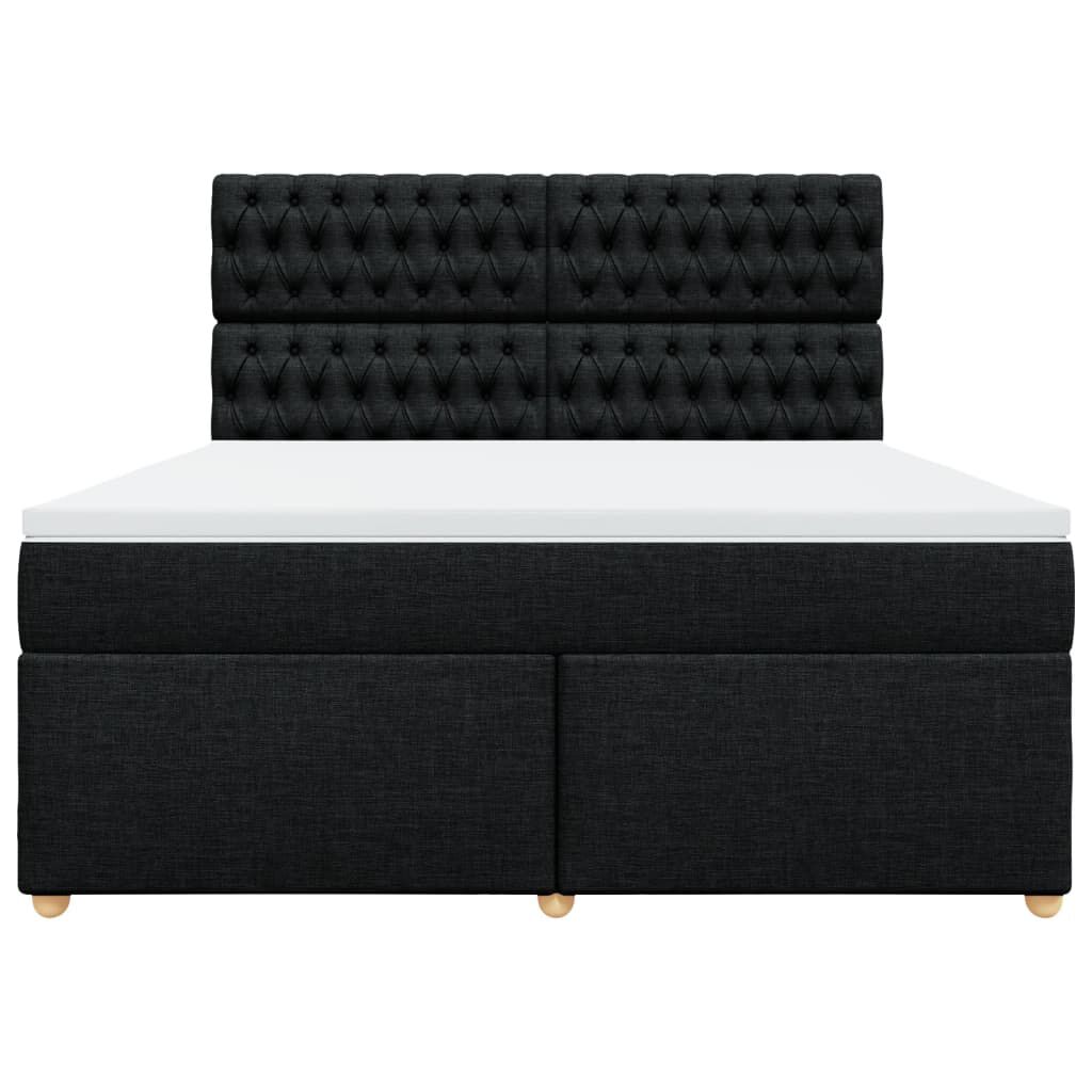 vidaXL Κρεβάτι Boxspring με Στρώμα Μαύρο 180x200 εκ. Υφασμάτινο