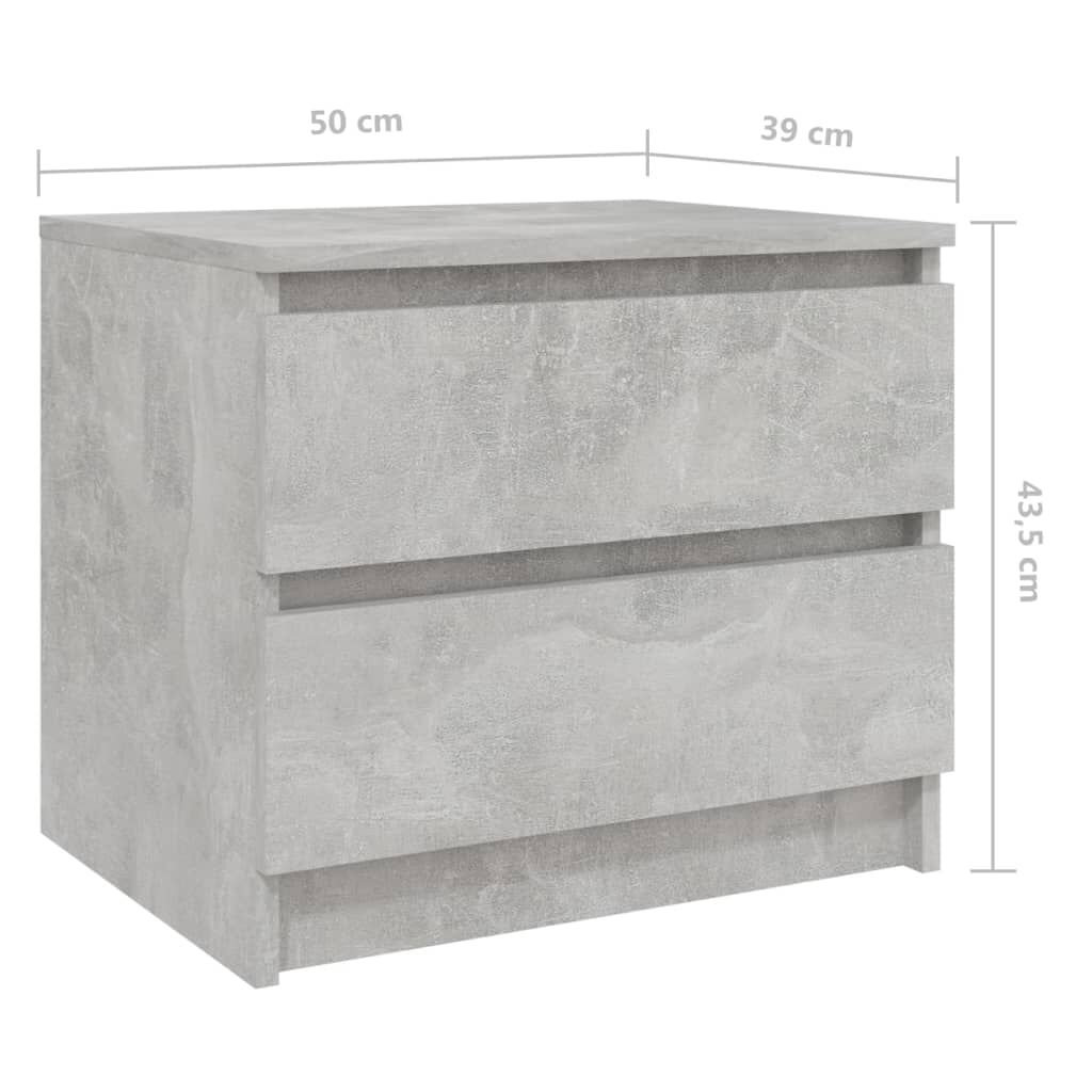 vidaXL Κομοδίνα 2 τεμ. Γκρι Σκυροδ. 50 x 39 x 43,5 εκ. από Επεξ. Ξύλο