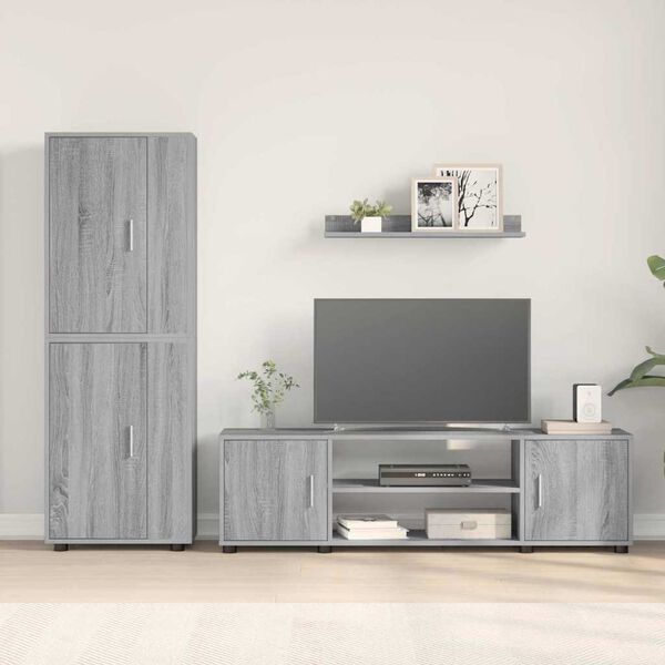 vidaXL Σετ 4 τεμαχίων για ντουλάπα τηλεόρασης Επιτοίχιο Γκρι sonoma