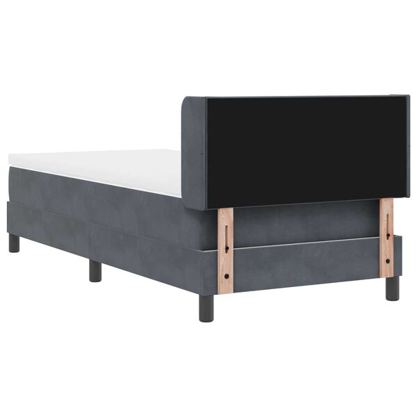 Κρεβάτι Box Spring με Στρώμα vidaXL Σκούρο Γκρι 100x200 εκ Βελούδο