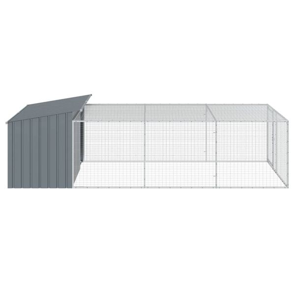 vidaXL Σπιτάκι Σκύλου με Αυλή Ανθρακί 197x396x110 εκ. Γαλβαν. Χάλυβας