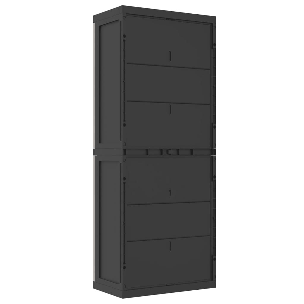 vidaXL Ντουλάπι Αποθ. Εξ. Χώρου Γκρι/Μαύρο 65x37x165εκ. Πολυπροπυλένιο