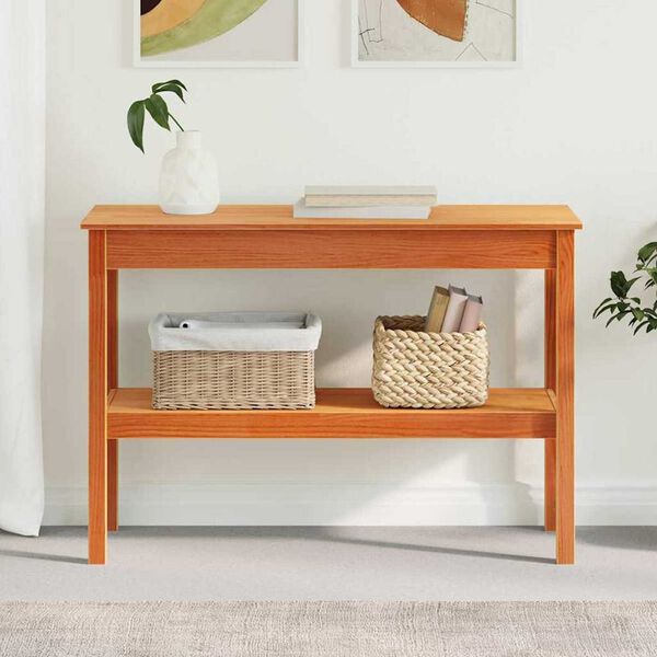 vidaXL Τραπέζι κονσόλας Καφέ κεριού 110 x 40 x 75 cm Μασίφ ξύλο πεύκου