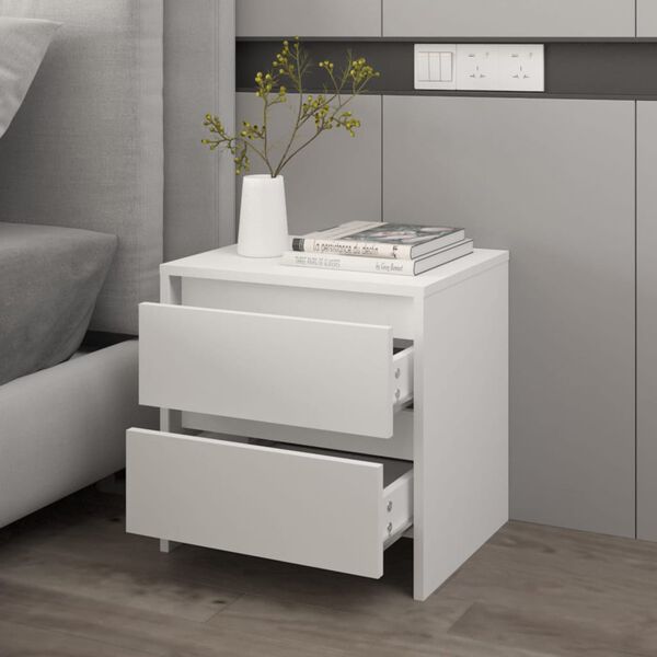 vidaXL Κομοδίνο Λευκό 45 x 34,5 x 44,5 εκ. από Μοριοσανίδα