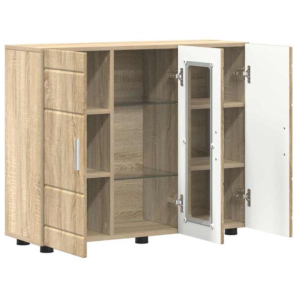 vidaXL Πλαϊνό γραφείο με ράφι με πόρτα Sonoma Δρυς 55.5 x 29 x 100 εκ