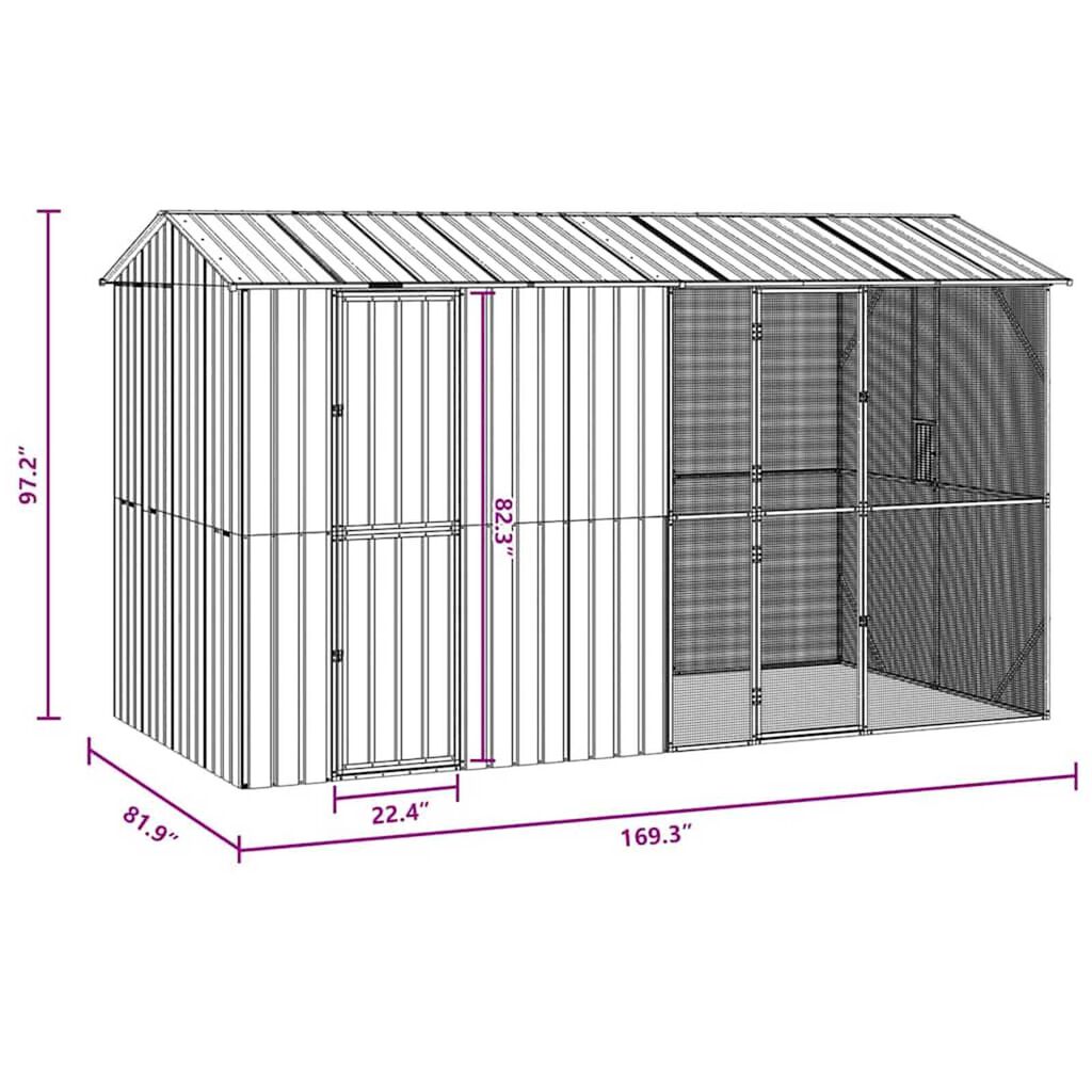 vidaXL Κλουβί Πουλιών Ανθρακί 430 x 208 x 247 εκ Γαλβανισμένος χάλυβας