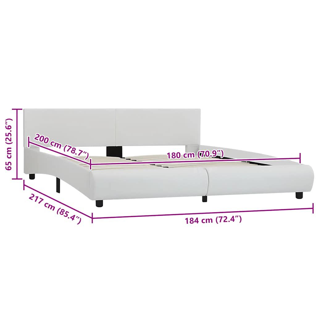 vidaXL Πλαίσιο Κρεβατιού με LED Λευκό 180x200 εκ. από Συνθετικό Δέρμα