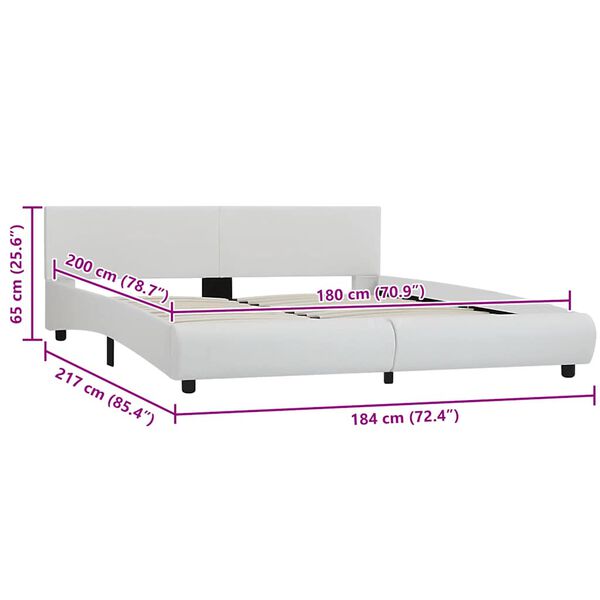 vidaXL Πλαίσιο Κρεβατιού με LED Λευκό 180x200 εκ. από Συνθετικό Δέρμα