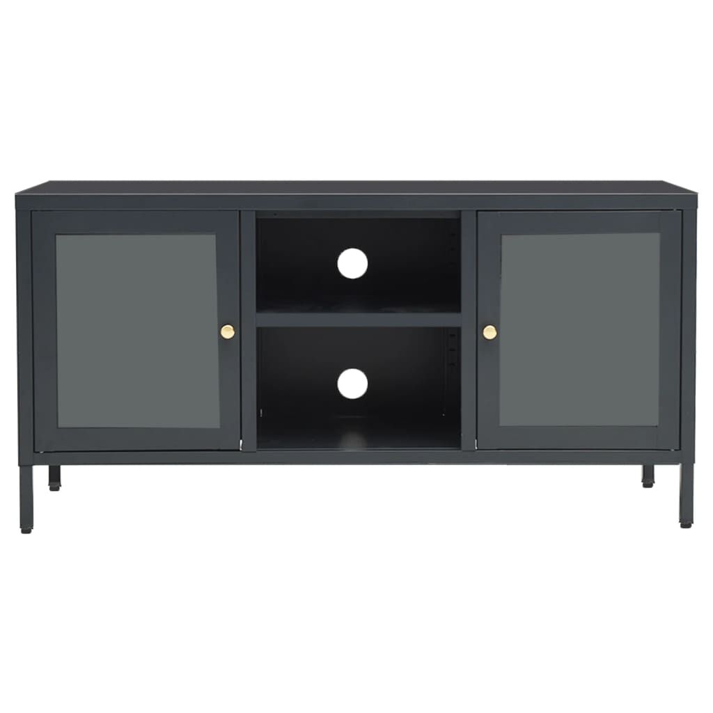 vidaXL Έπιπλο Τηλεόρασης Ανθρακί 105 x 35 x 52 εκ από Ατσάλι και Γυαλί