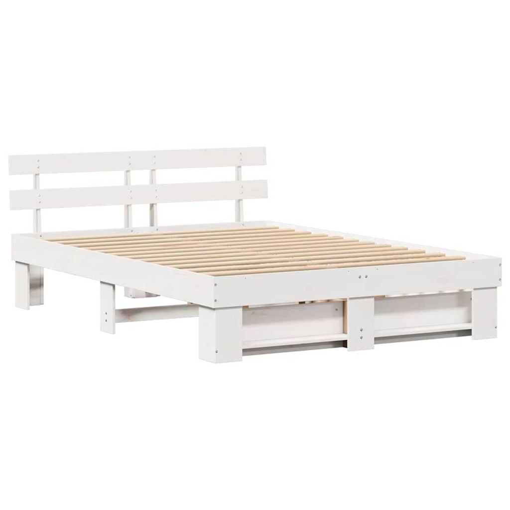 vidaXL Σκελετός Κρεβατιού Λευκό 160 x 200 cm Μασίφ ξύλο πεύκου