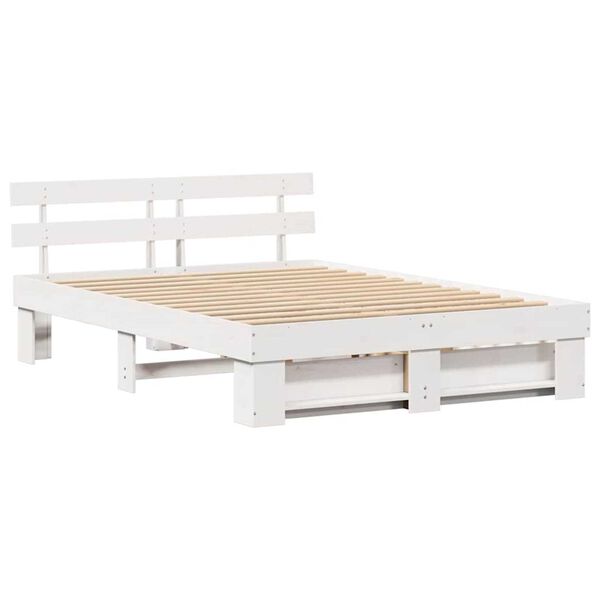 vidaXL Σκελετός Κρεβατιού Λευκό 160 x 200 cm Μασίφ ξύλο πεύκου