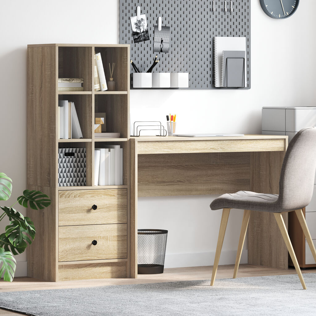 vidaXL Γραφείο με Αποθήκευση Sonoma Oak Επεξεργασμένο Ξύλο