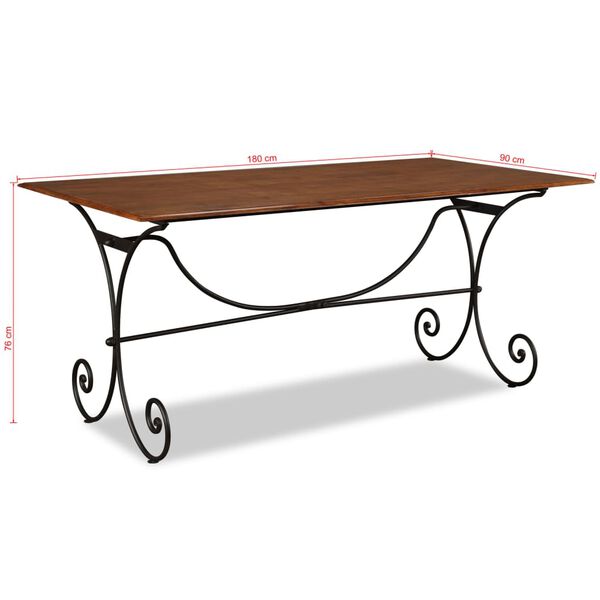 vidaXL Τραπεζαρία 180 x 90 x 76 εκ. Μασίφ Ξύλο με Μελί Φινίρισμα