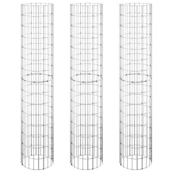 vidaXL Συρματοκιβώτιο-Γλάστρα Υπ. 3 τεμ Κυκλική Ø30x150εκ Γαλβ Χάλυβας