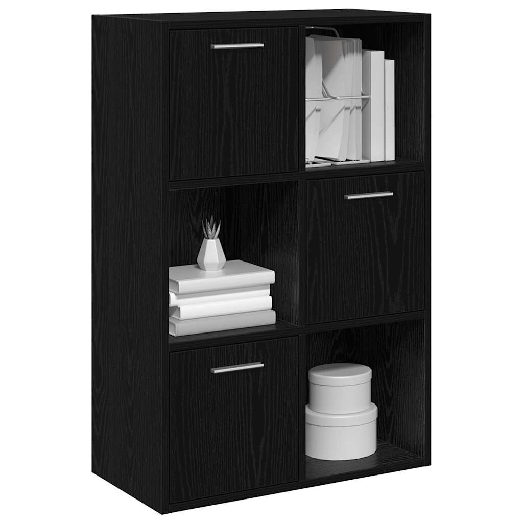 vidaXL Ραφιέρα με Ντουλάπια Μαύρη 60 x 29,5 x 90 εκ. από Επεξ. Ξύλο