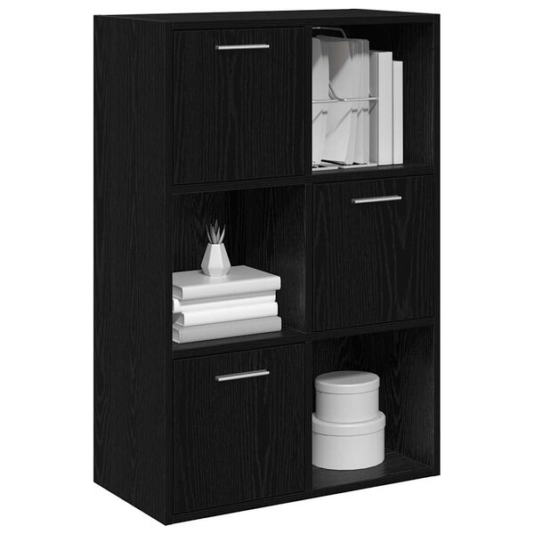 vidaXL Ραφιέρα με Ντουλάπια Μαύρη 60 x 29,5 x 90 εκ. από Επεξ. Ξύλο