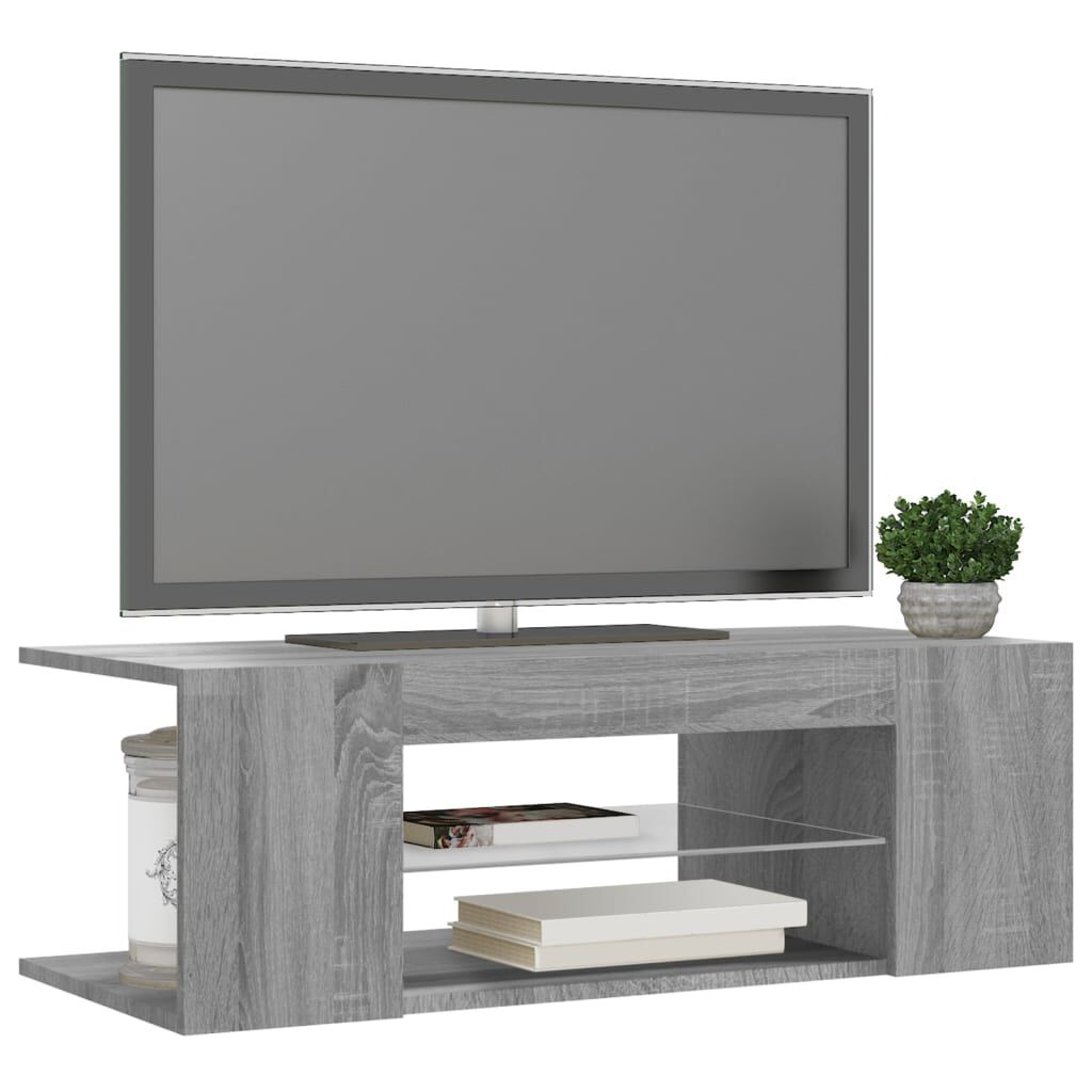 vidaXL Έπιπλο Τηλεόρασης με LED Γκρι Sonoma 90 x 39 x 30 εκ.
