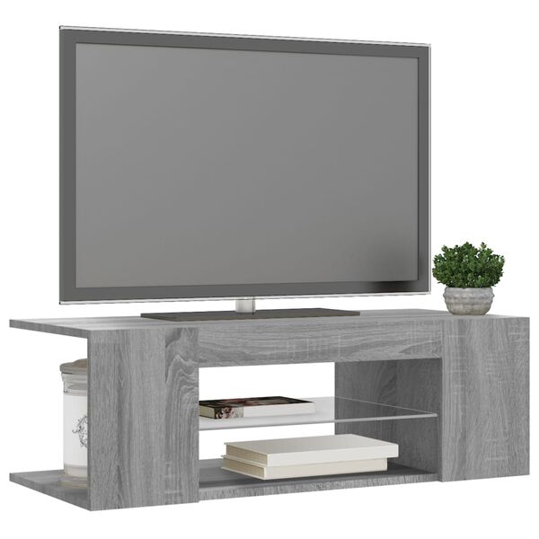 vidaXL Έπιπλο Τηλεόρασης με LED Γκρι Sonoma 90 x 39 x 30 εκ.