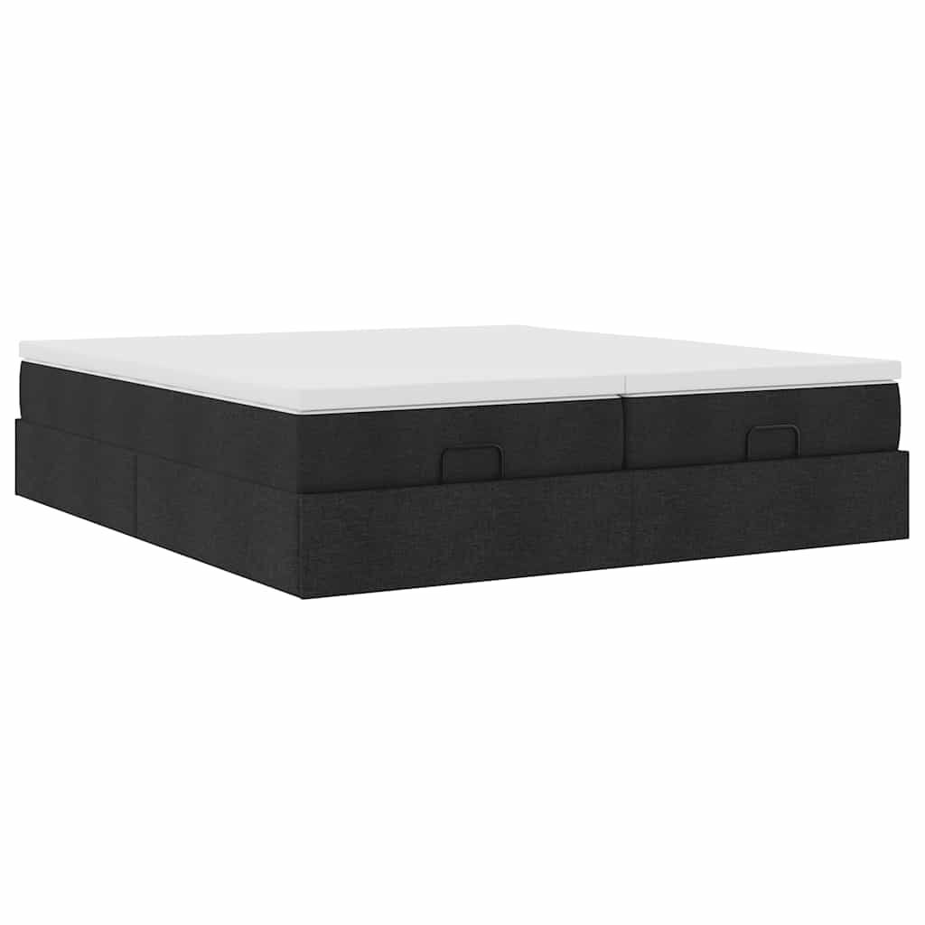 vidaXL Οθωμανικό κρεβάτι με στρώματα Μαύρο 160x200cm Ύφασμα