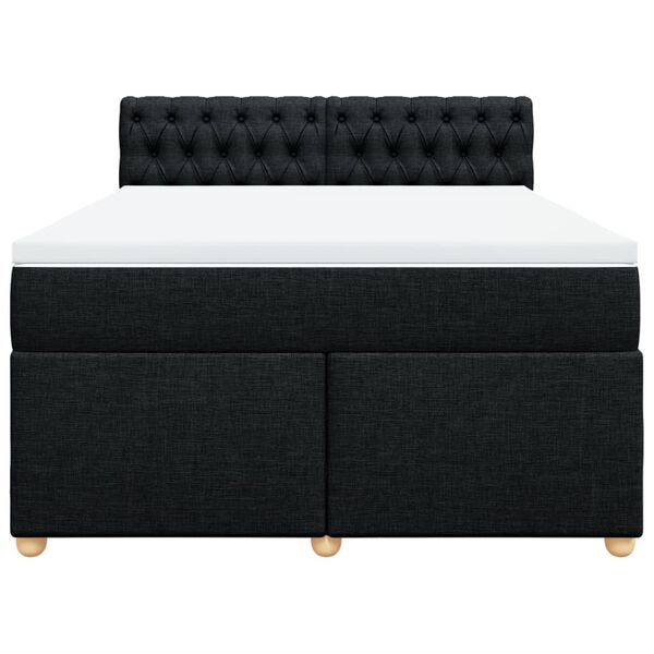 vidaXL Κρεβάτι Boxspring με Στρώμα Μαύρο 140x190 εκ. Υφασμάτινο
