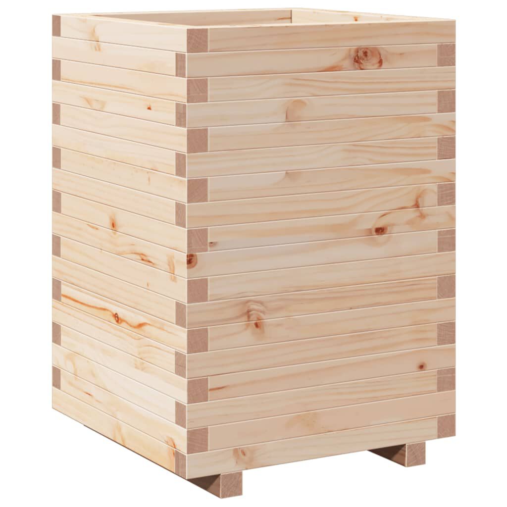 vidaXL Ζαρντινιέρα Λευκή 50x50x72,5 εκ από Μασίφ Ξύλο Πεύκου