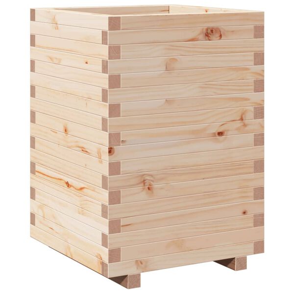 vidaXL Ζαρντινιέρα Λευκή 50x50x72,5 εκ από Μασίφ Ξύλο Πεύκου