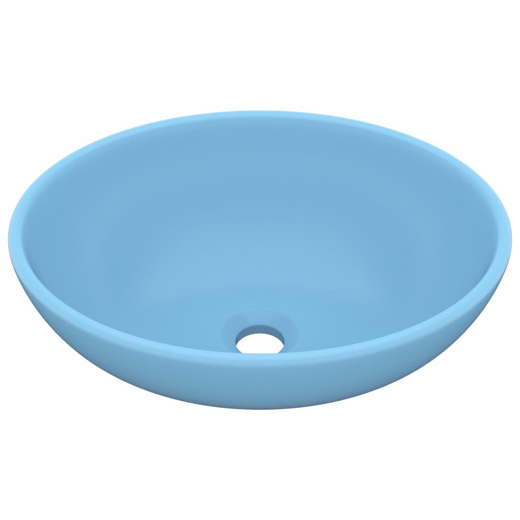 vidaXL Νιπτήρας Πολυτελής Οβάλ Γαλάζιο Ματ 40 x 33 εκ. Κεραμικός