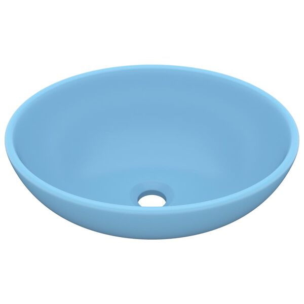 vidaXL Νιπτήρας Πολυτελής Οβάλ Γαλάζιο Ματ 40 x 33 εκ. Κεραμικός