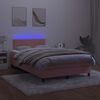 vidaXL &Kappa;&rho;&epsilon;&beta;ά&tau;&iota; Boxspring &mu;&epsilon; &Sigma;&tau;&rho;ώ&mu;&alpha; & LED &Rho;&omicron;&zeta; 120x190 &epsilon;&kappa;. &Beta;&epsilon;&lambda;&omicron;ύ&delta;&iota;&nu;&omicron;