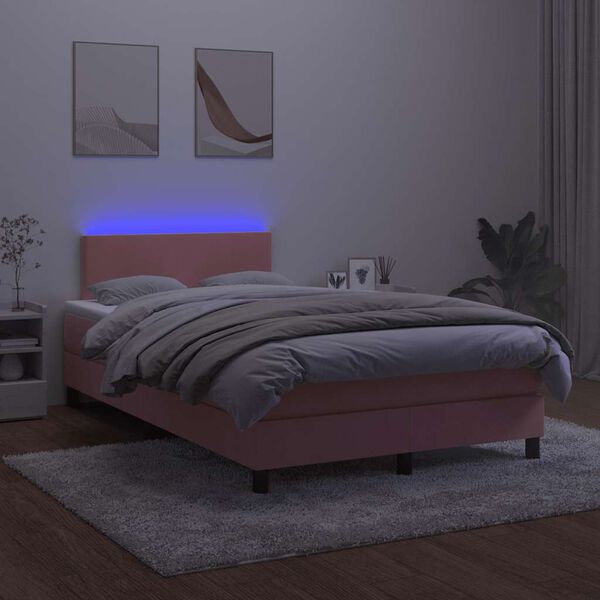 vidaXL &Kappa;&rho;&epsilon;&beta;ά&tau;&iota; Boxspring &mu;&epsilon; &Sigma;&tau;&rho;ώ&mu;&alpha; & LED &Rho;&omicron;&zeta; 120x190 &epsilon;&kappa;. &Beta;&epsilon;&lambda;&omicron;ύ&delta;&iota;&nu;&omicron;