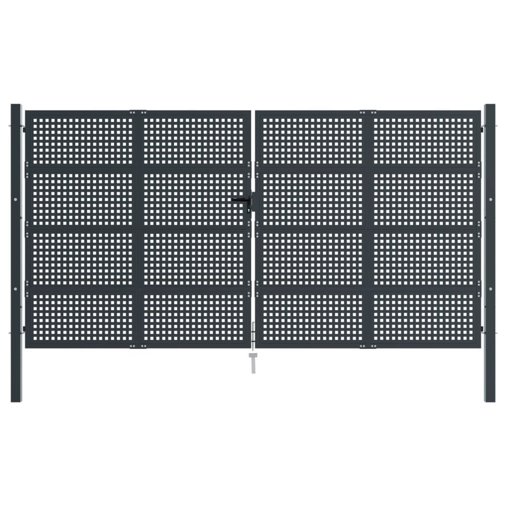 vidaXL Πύλη Κήπου Ανθρακί 400 x 175 εκ. Ατσάλινη