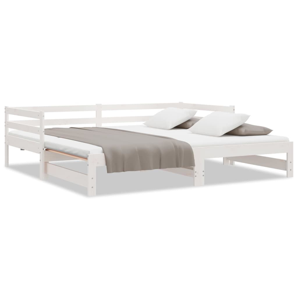 vidaXL Καναπές Κρεβάτι Λευκός 2 x (90 x 200) εκ. από Μασίφ Ξύλο Πεύκου