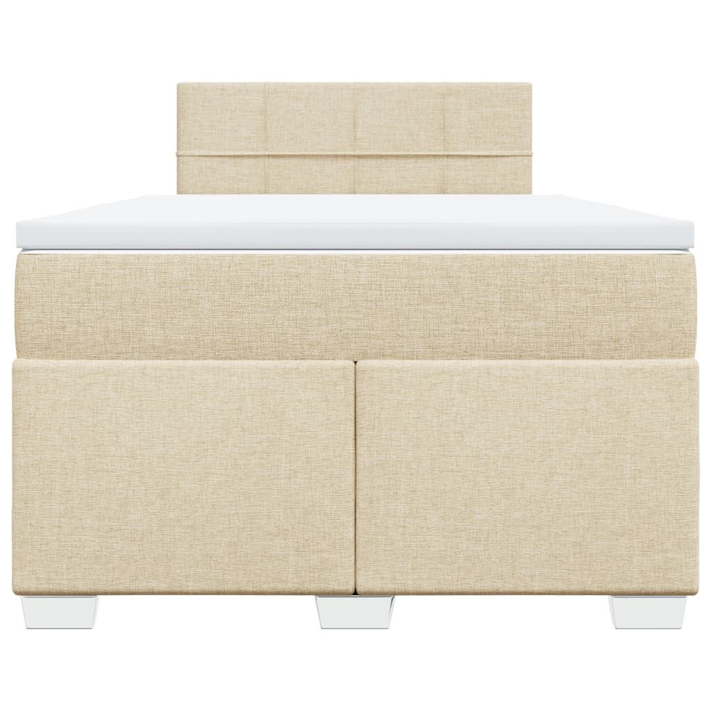 vidaXL Κρεβάτι Boxspring με Στρώμα Κρεμ 120x190 εκ. Υφασμάτινο