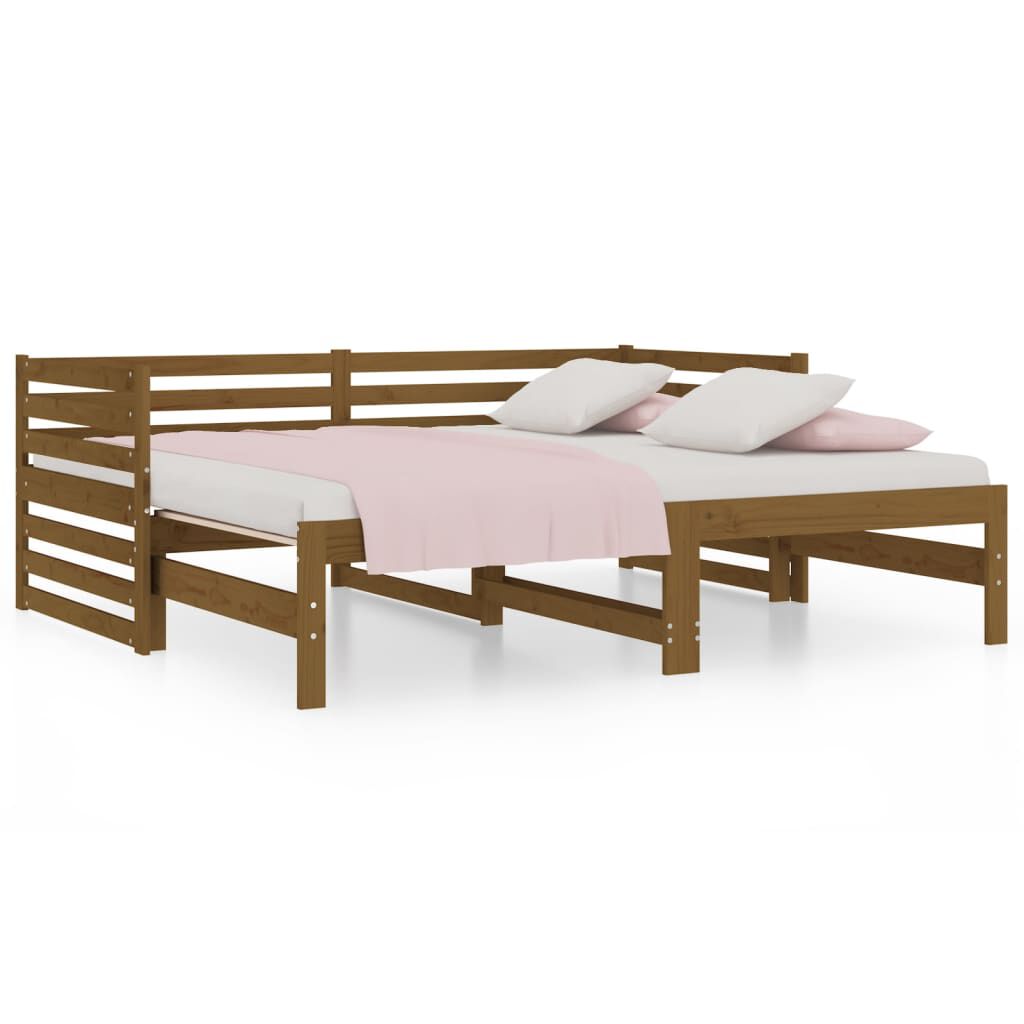 vidaXL Καναπές Κρεβάτι Συρόμενος Μελί 2x(90x190) εκ. Μασίφ Ξύλο Πεύκου