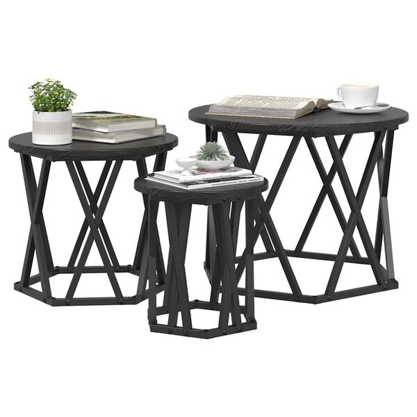 vidaXL Κομοδίνο Μονάδας 3 pcs Μαύρη δρυς 53 x 53 x 40 cm