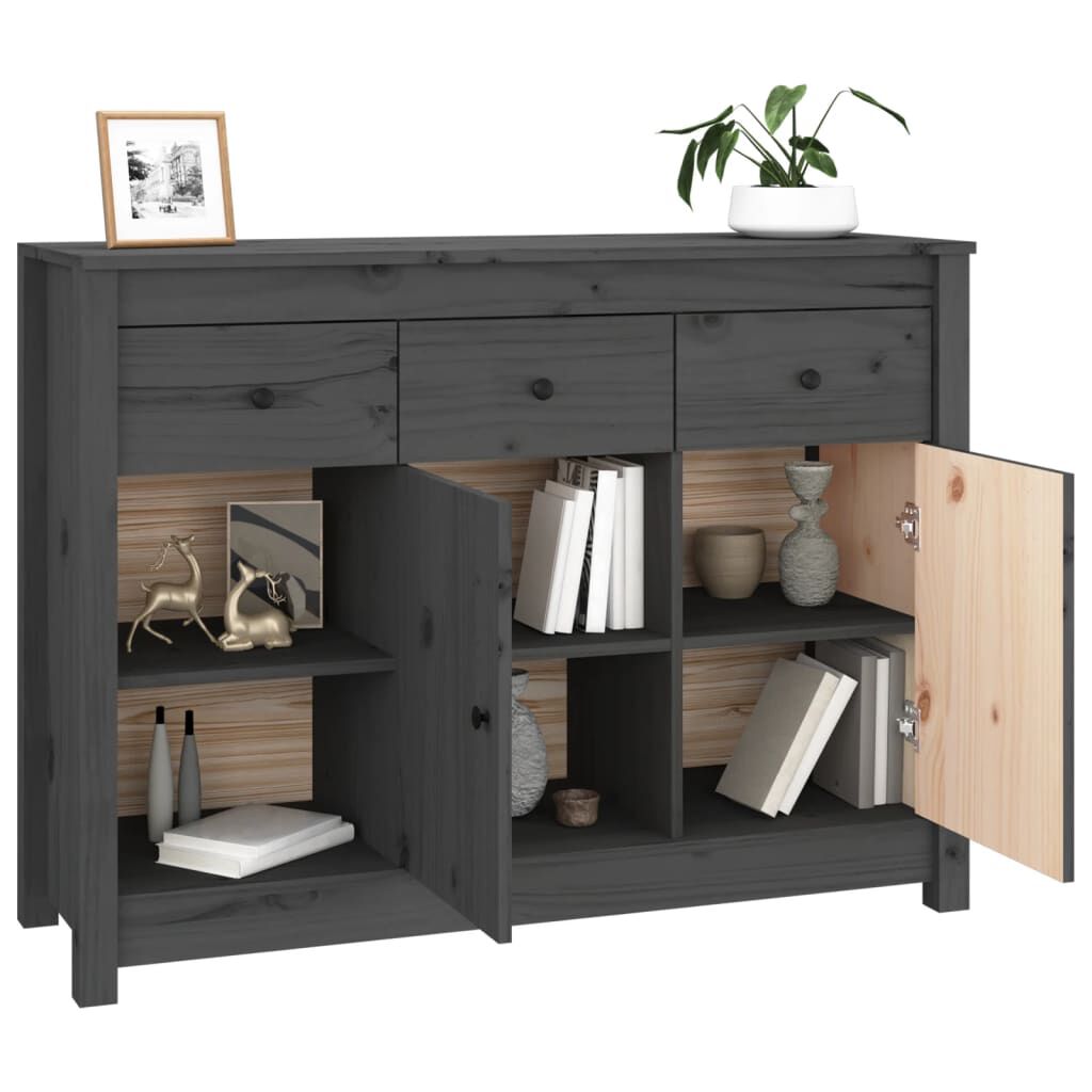 vidaXL Ντουλάπι Γκρι 100 x 35 x 74 εκ. από Μασίφ Ξύλο Πεύκου