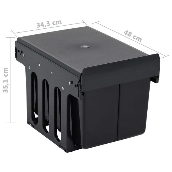 vidaXL Κάδος για Ντουλάπι Κουζίνας Συρόμενος 36 Λίτρων με Soft-Close