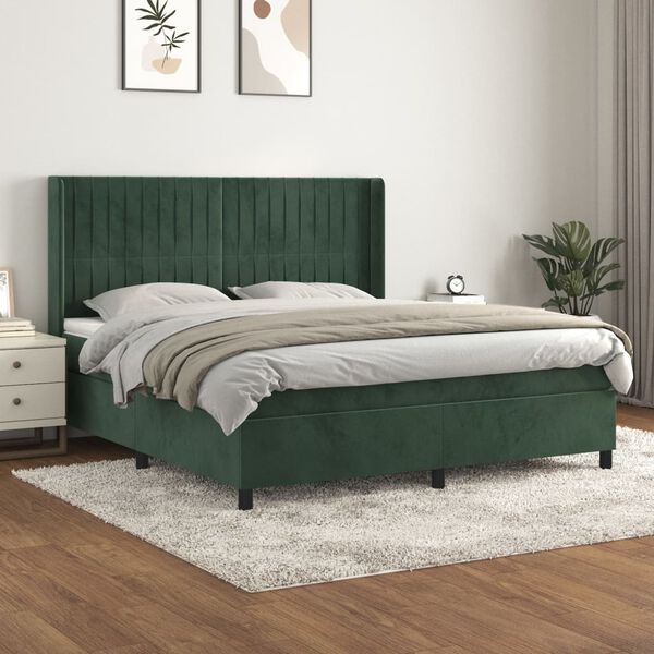 vidaXL &Kappa;&rho;&epsilon;&beta;ά&tau;&iota; Boxspring &mu;&epsilon; &Sigma;&tau;&rho;ώ&mu;&alpha; &Sigma;&kappa;&omicron;ύ&rho;&omicron; &Pi;&rho;ά&sigma;&iota;&nu;&omicron; 180x200&epsilon;&kappa;. &Beta;&epsilon;&lambda;&omicron;ύ&delta;&iota;&nu;&omicron;