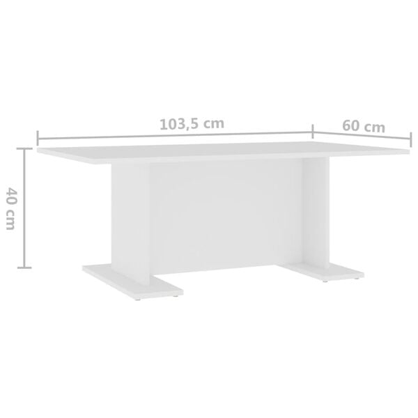 vidaXL Τραπεζάκι Σαλονιού Λευκό 103,5 x 60 x 40 εκ. από Επεξ. Ξύλο