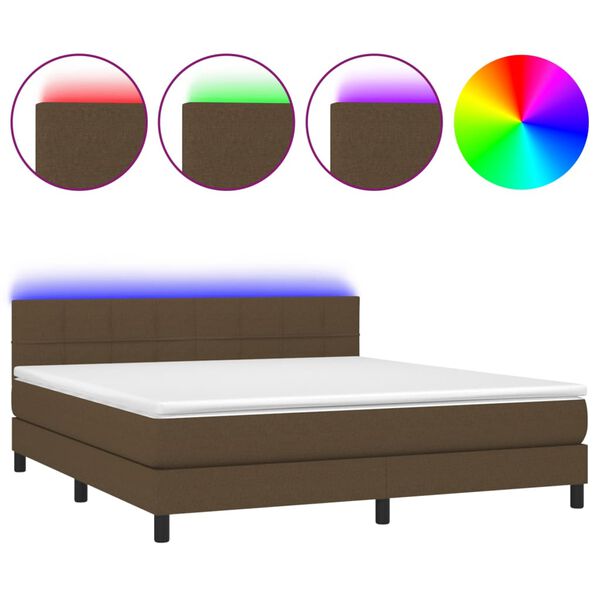 vidaXL &Kappa;&rho;&epsilon;&beta;ά&tau;&iota; Boxspring &mu;&epsilon; &Sigma;&tau;&rho;ώ&mu;&alpha; & LED &Sigma;&kappa;.&Kappa;&alpha;&phi;έ 160x200 &epsilon;&kappa; &Upsilon;&phi;&alpha;&sigma;&mu;ά&tau;&iota;&nu;&omicron;