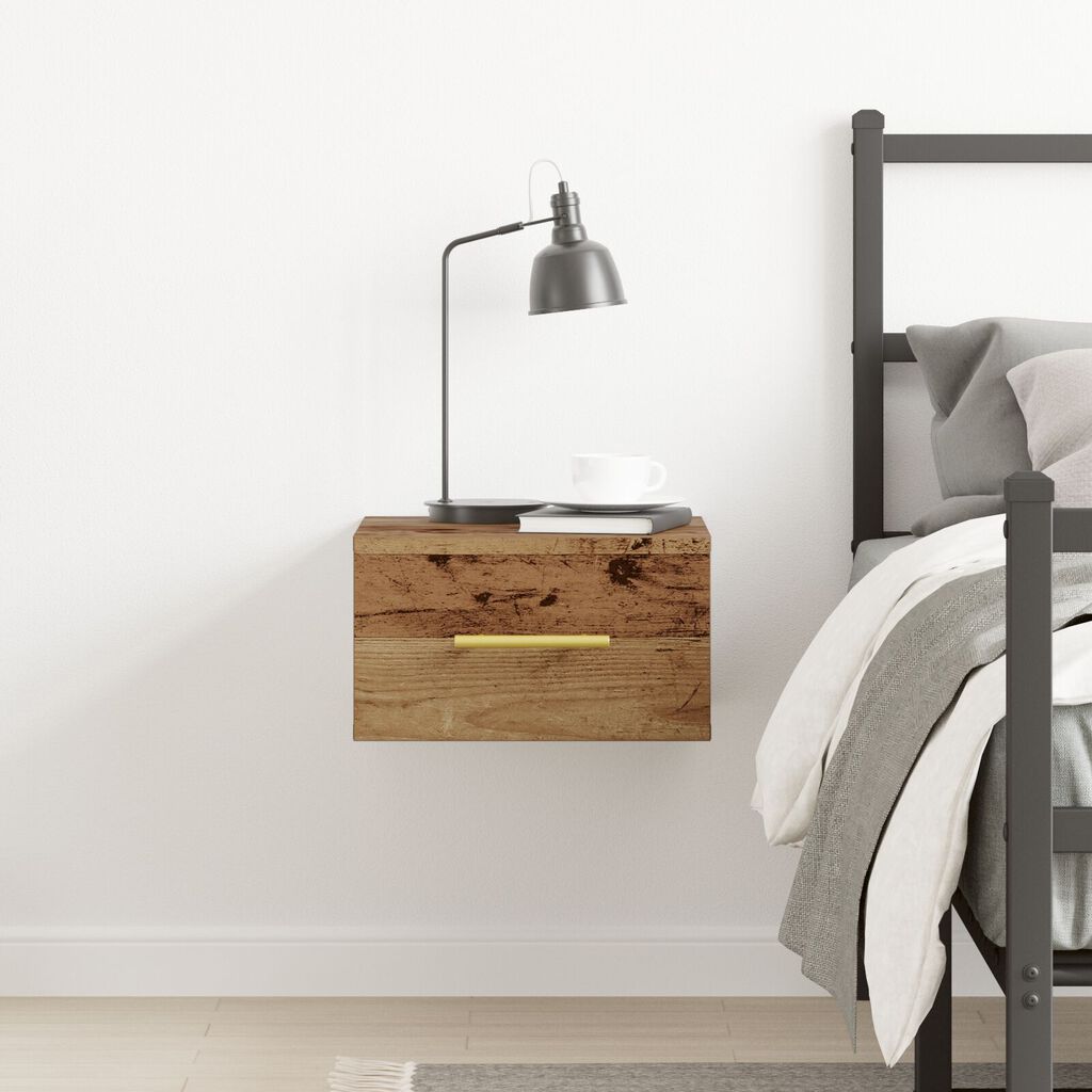 vidaXL Κομοδίνο Τοίχου Παλιό Ξύλο 35x35x20 εκ.