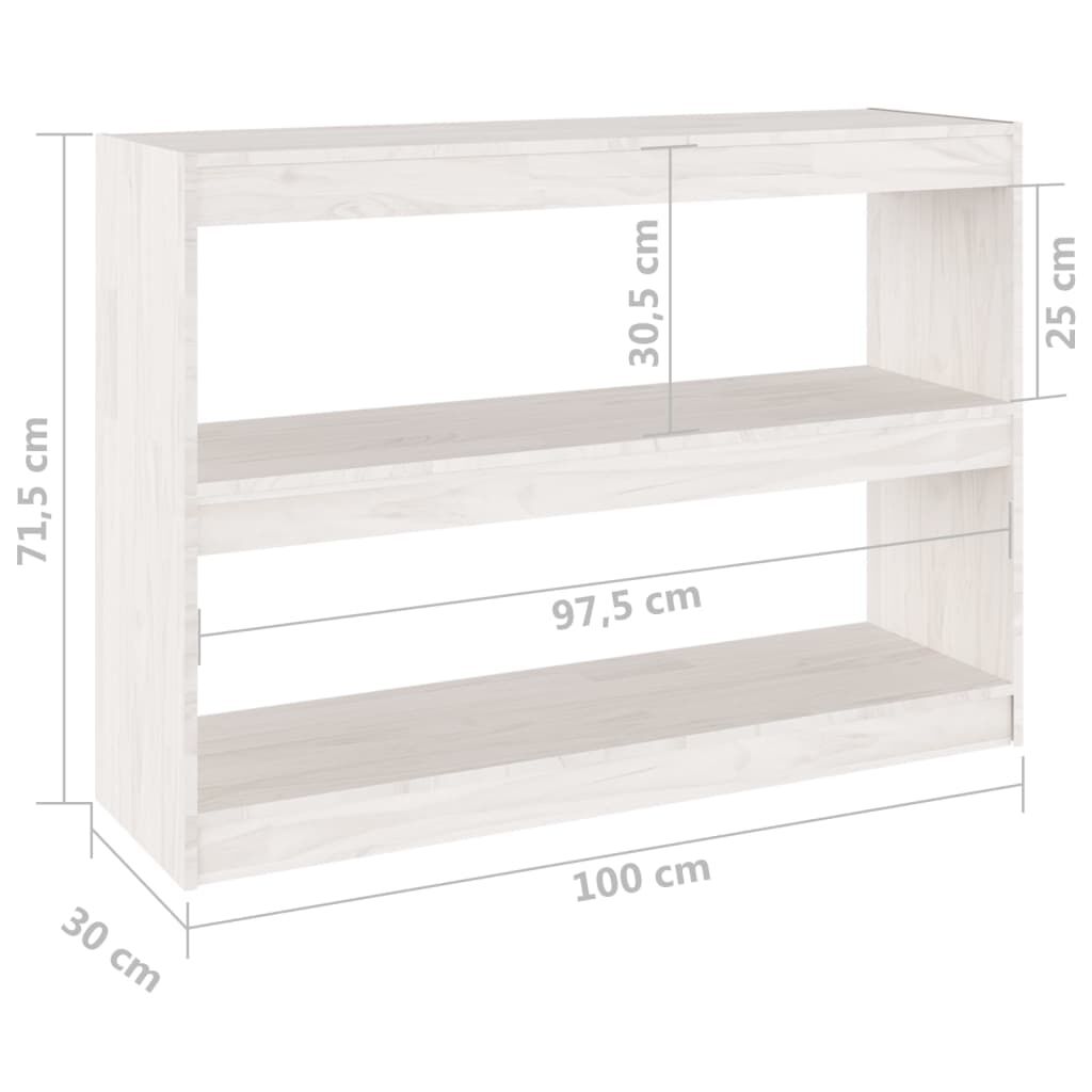 vidaXL Βιβλιοθήκη/Διαχωριστικό Χώρου Λευκό 100x30x71,5 εκ. Ξύλο Πεύκου
