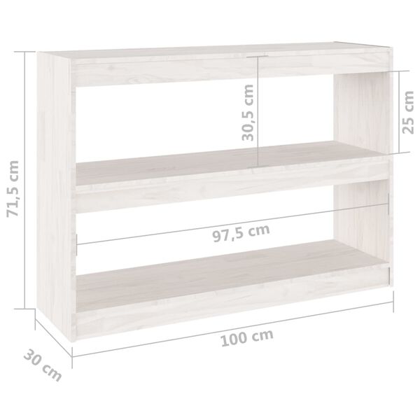 vidaXL Βιβλιοθήκη/Διαχωριστικό Χώρου Λευκό 100x30x71,5 εκ. Ξύλο Πεύκου